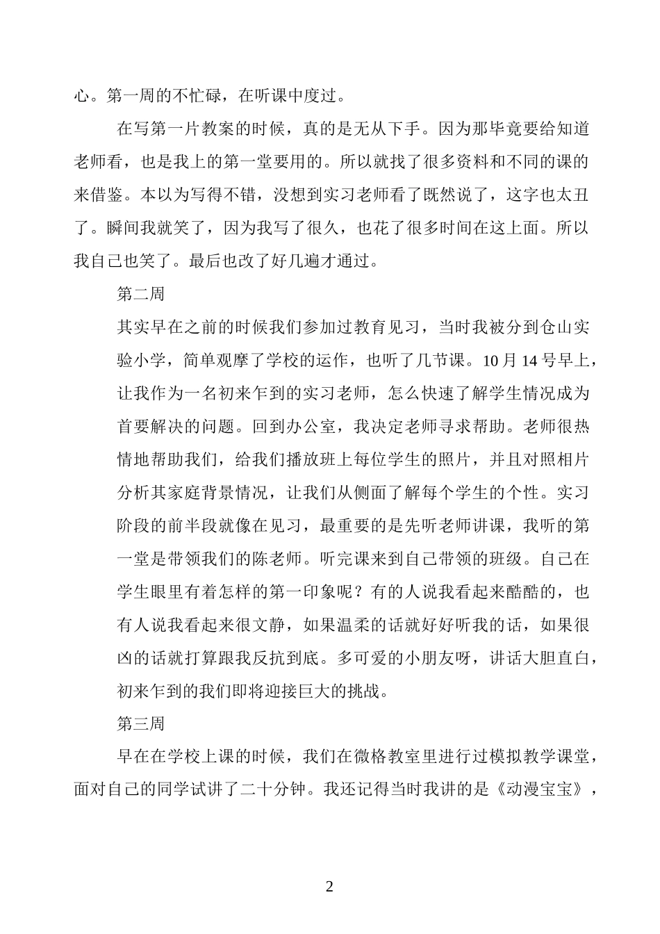 小学美术老师实习周记文档_第2页