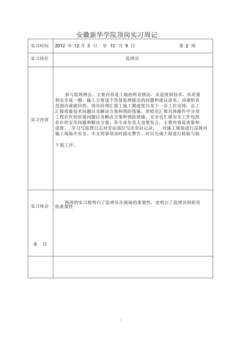范文-监理员顶岗实习周记-范文_第2页