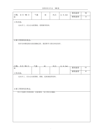 范文-监理员实习表格100篇-范文