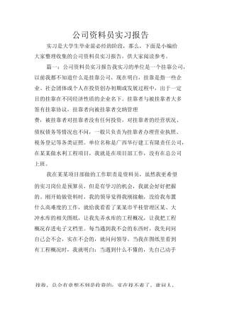 范文-公司资料员实习报告-范文