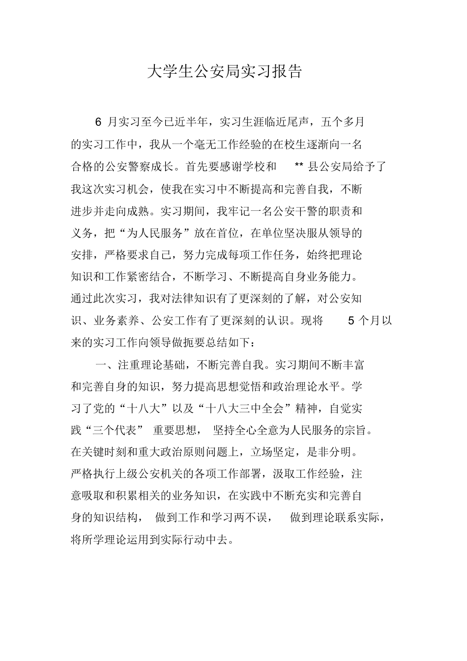 大学生公安局实习报告_第1页