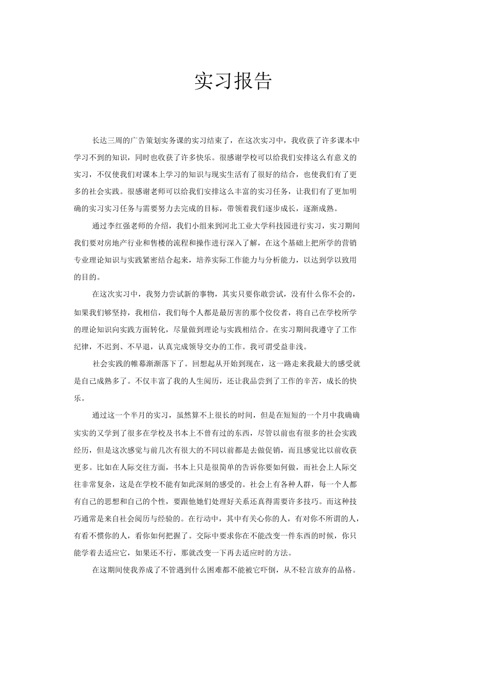 广告策划实习报告_第1页