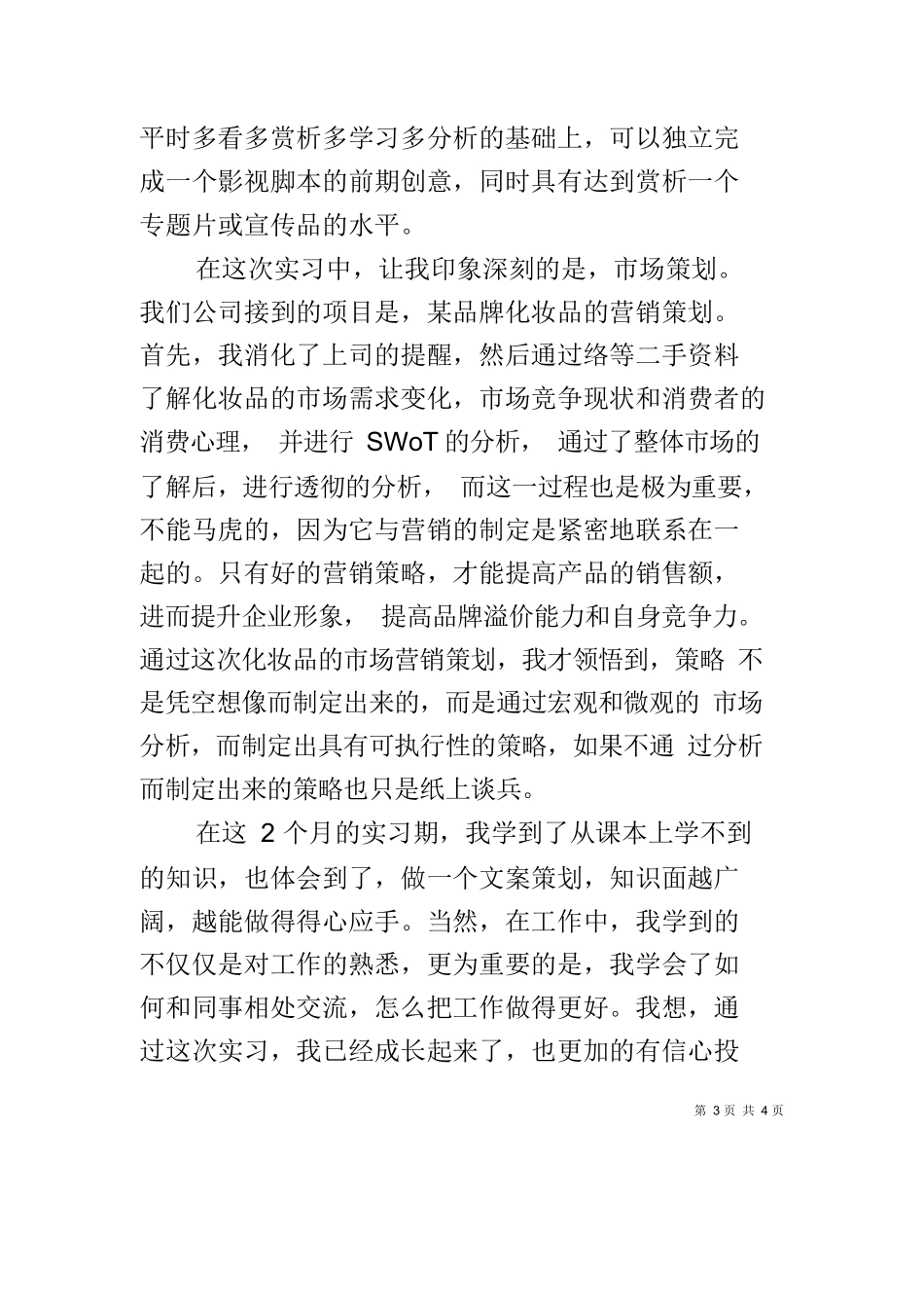 文案策划实习工作总结_第3页