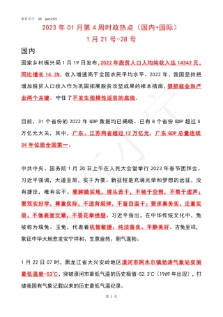2023年01月第4周时政热点（国内+国际）