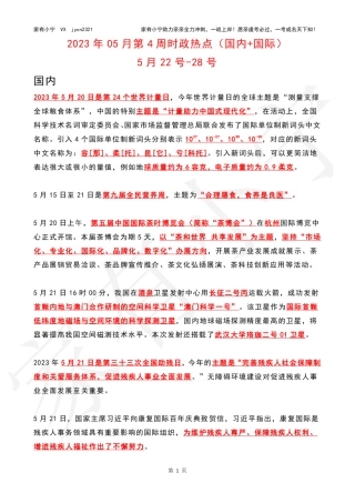 2023年05月第4周时政热点（国内+国际）