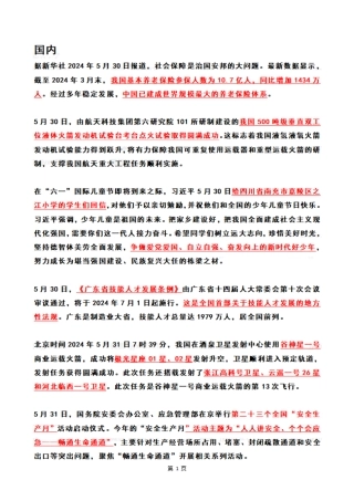 【整月】2024年6月时政热点（国内+国际）