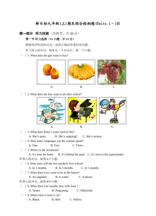 新目标九年级(上)英语期末综合检测题