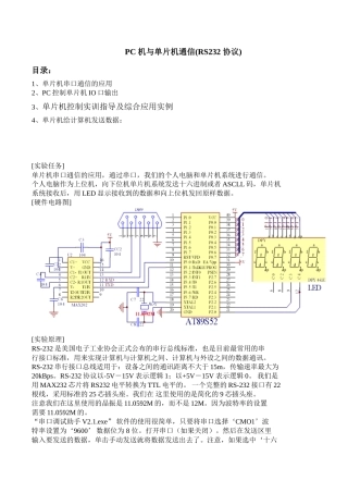 PC 机与单片机通信(RS232 协议)
