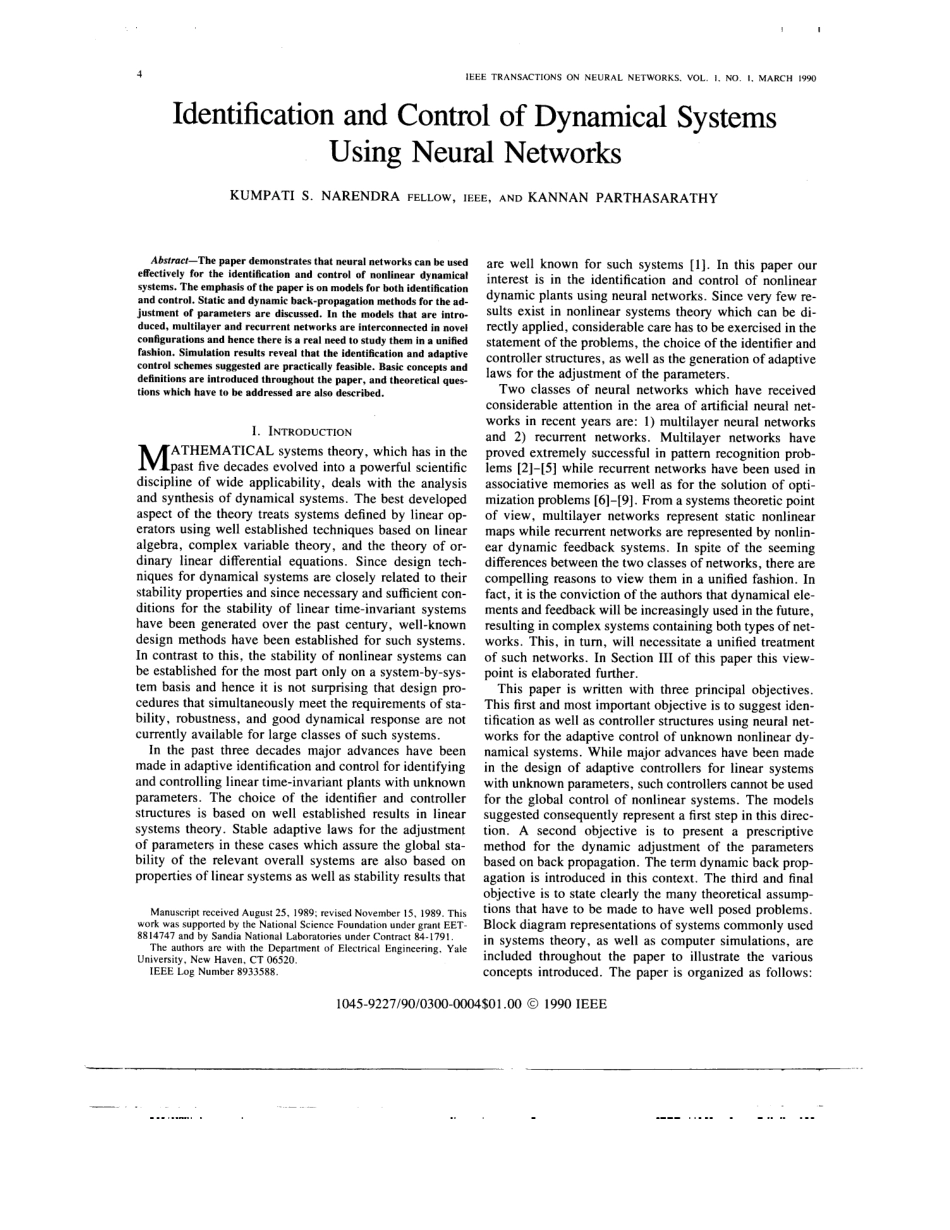 Identification and control of dynamical systems using neura_第1页
