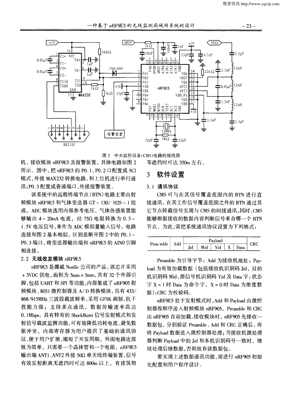 一种基于nRF9E5的无线监测局域网系统的设计_第2页