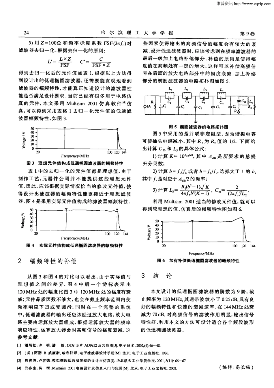 DDS波形合成技术中低通椭圆滤波器的设计_第3页