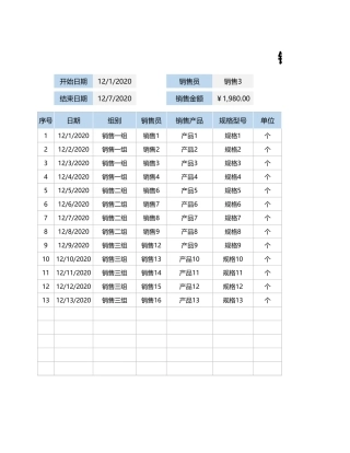 销售业绩统计表