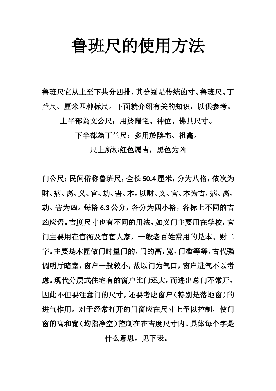 鲁班尺的使用方法-文库大全_第1页
