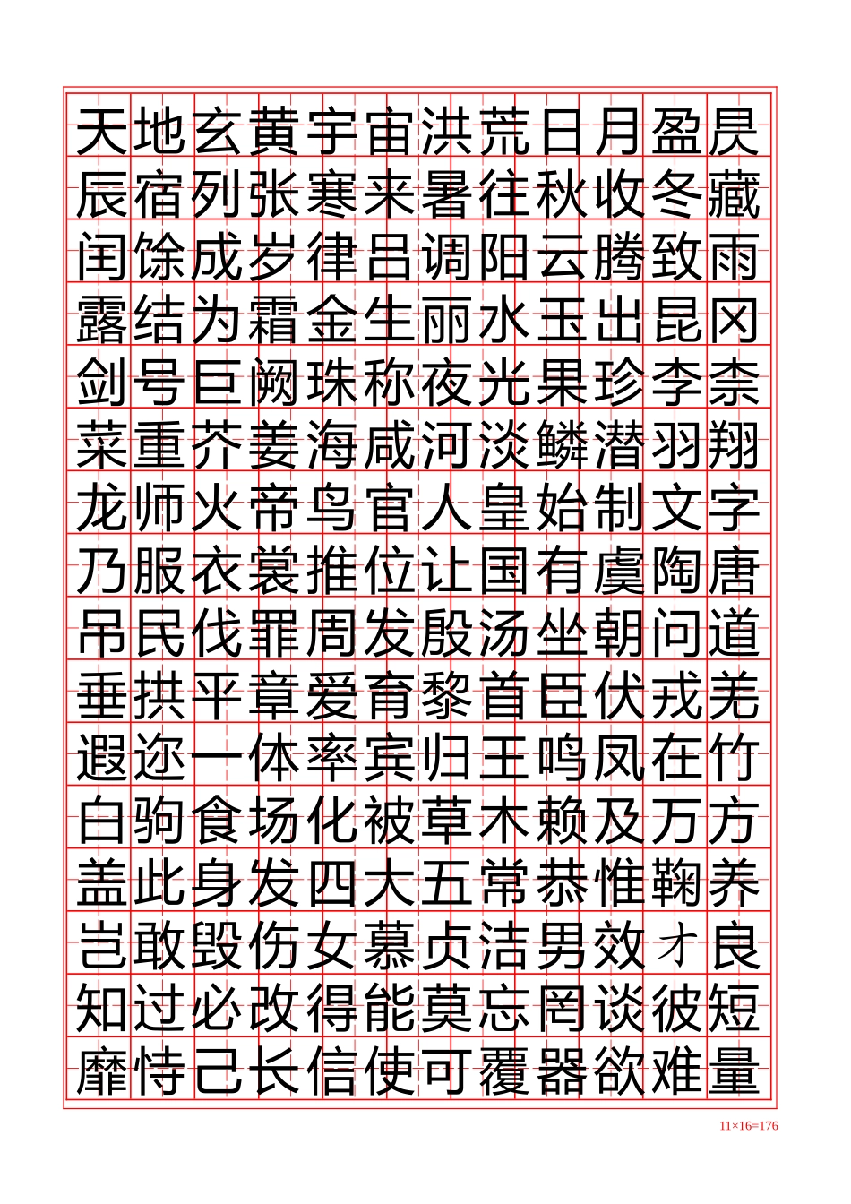 千字文_田字格字帖-盘古文库电子字帖书法格子模板_第1页