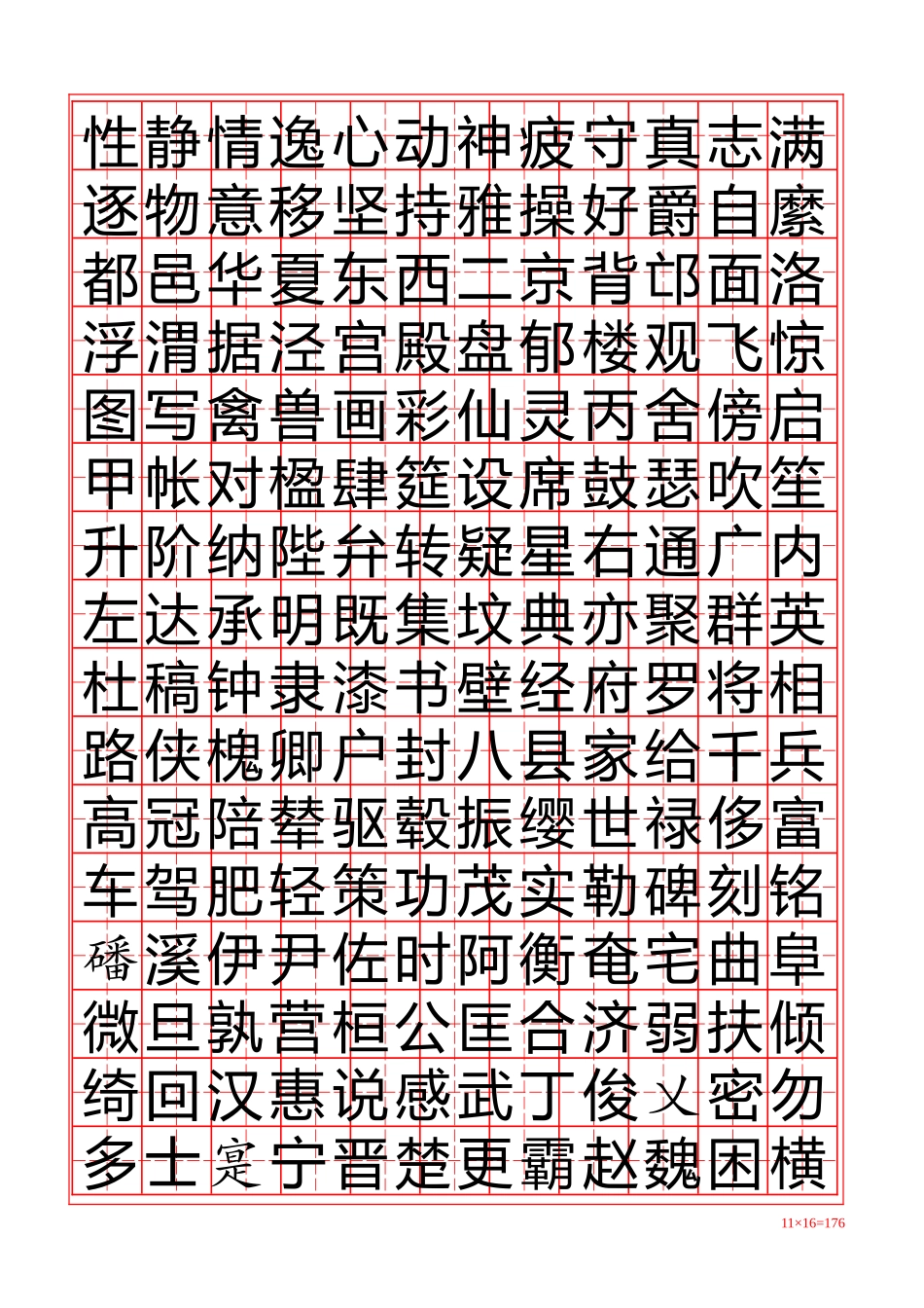 千字文_田字格字帖-盘古文库电子字帖书法格子模板_第3页