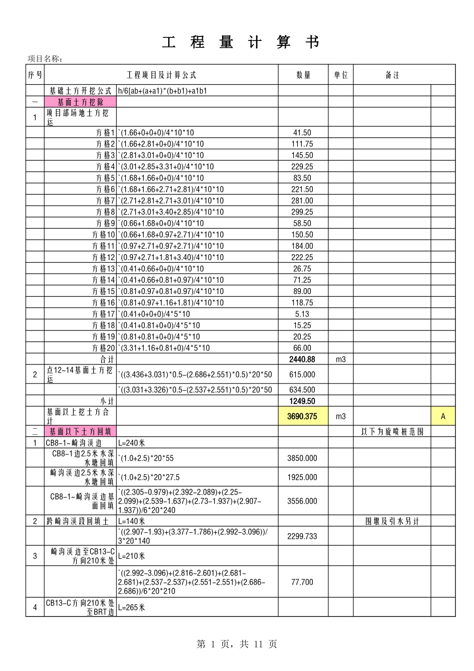 超好用工程量计算书-工程量清单Excel_第1页