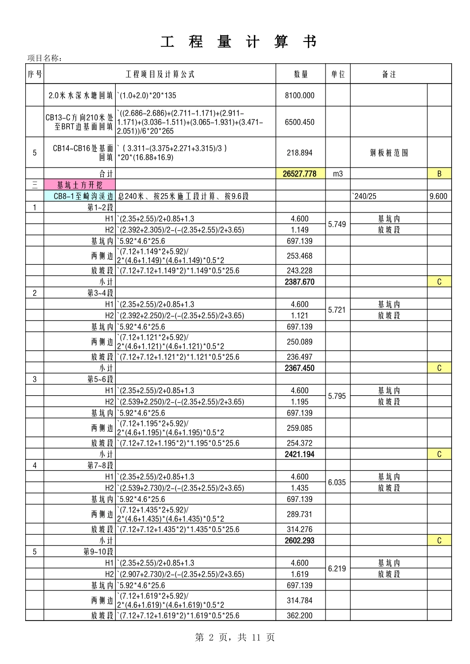 超好用工程量计算书-工程量清单Excel_第2页