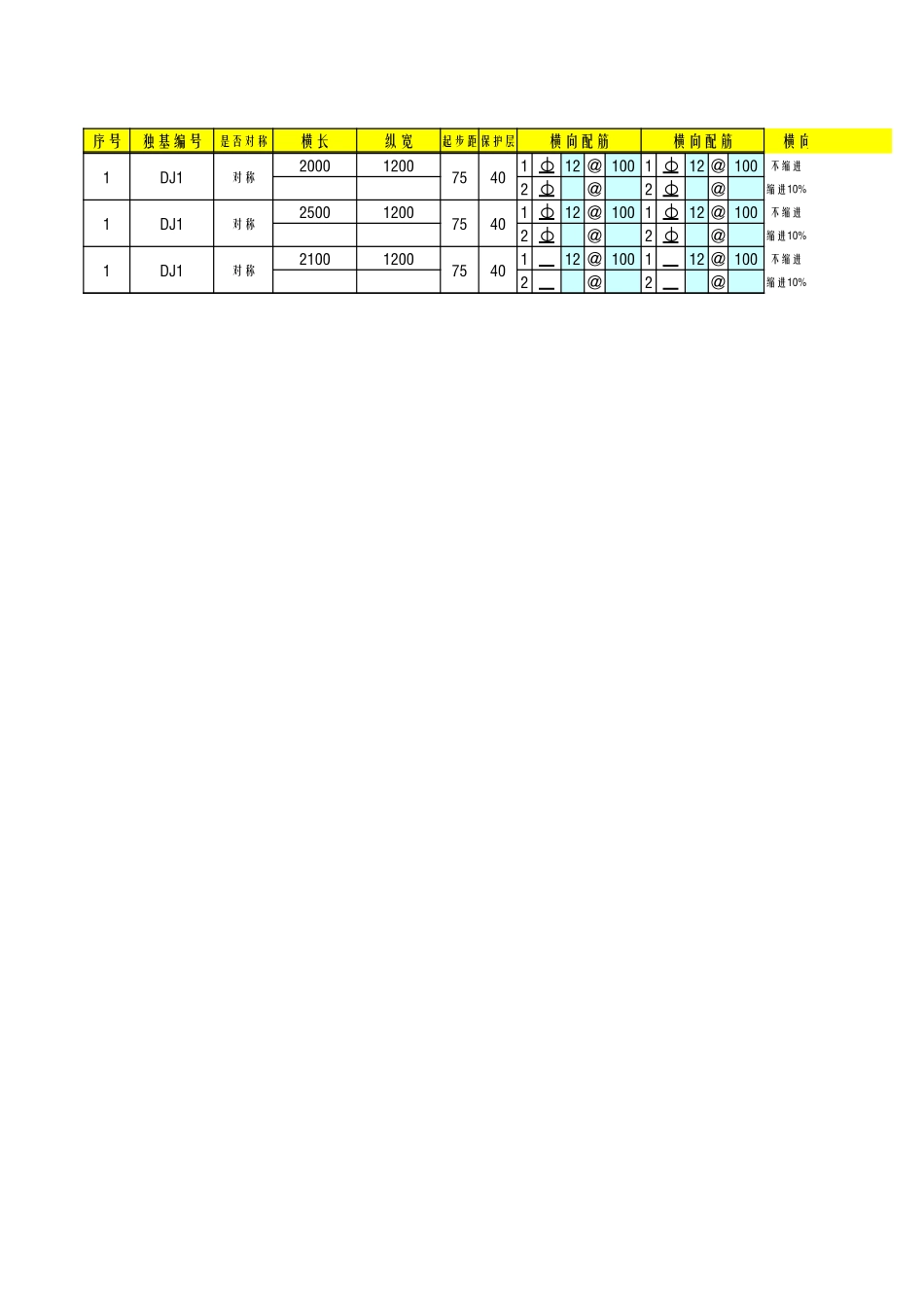 独立基础计算表格-工程量清单Excel_第1页