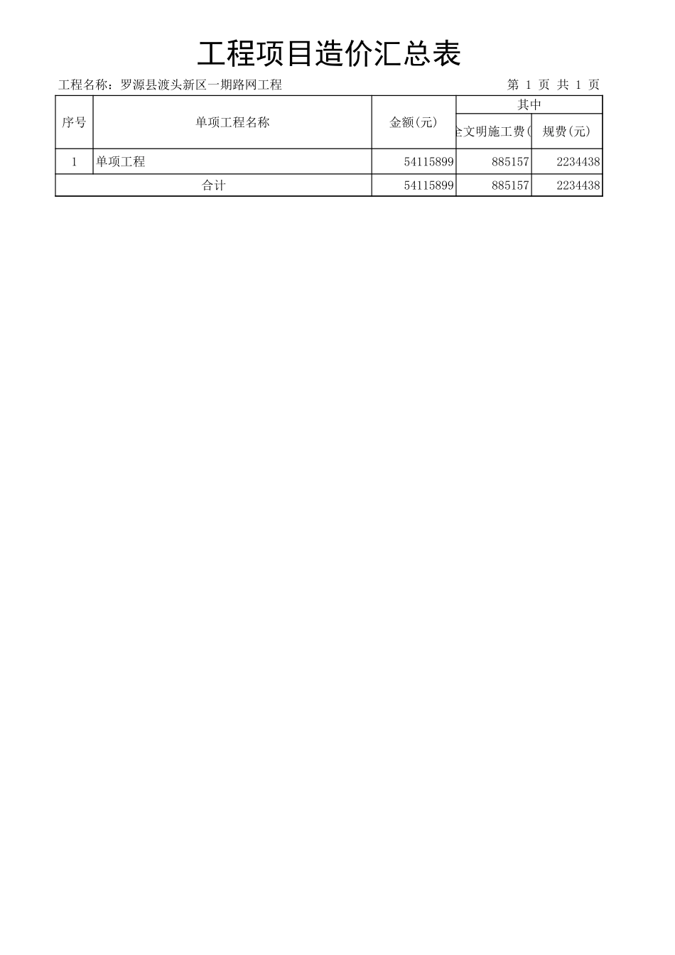 工程量清单资料-工程量清单Excel_第1页