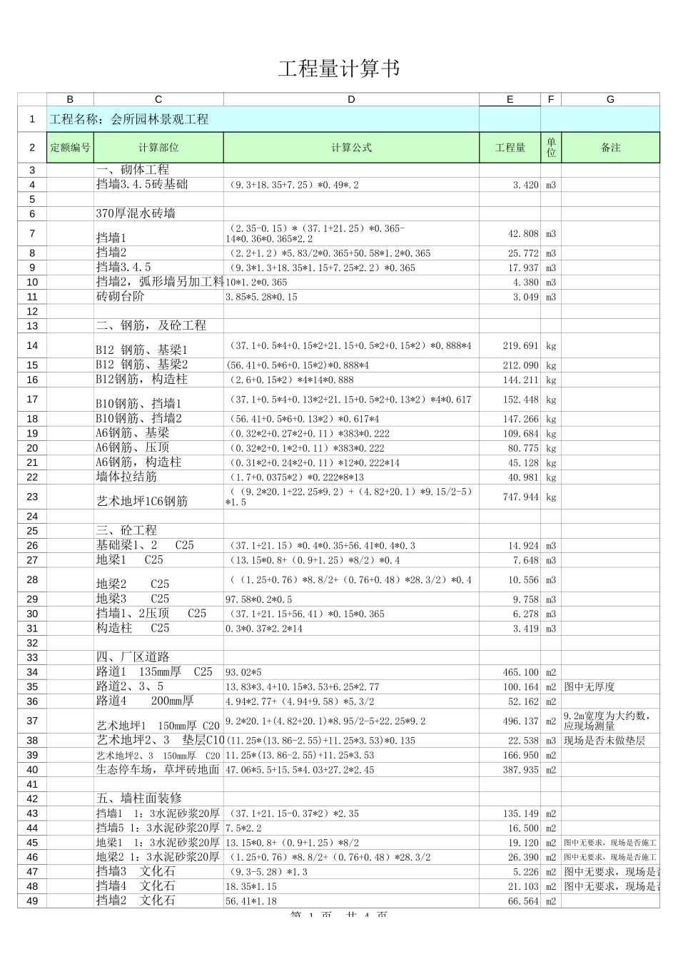 计算书-表格-工程量清单Excel_第1页