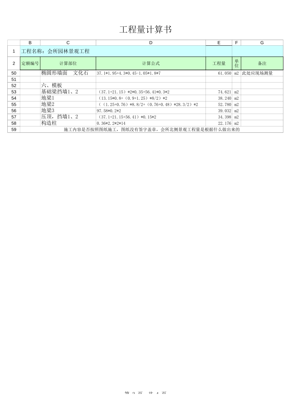 计算书-表格-工程量清单Excel_第2页