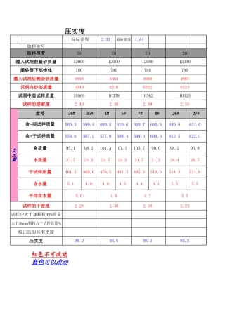 压实度-工程量清单Excel