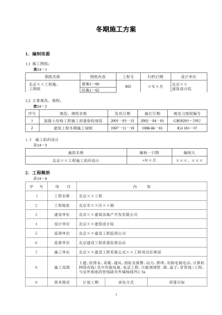 各类施工表格冬期施工方案