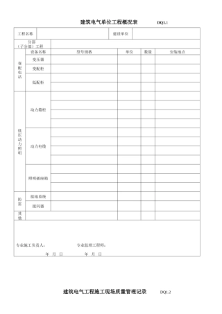 各类施工表格 竣工验收表格