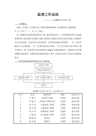 高德棚户区改造工程监理工作总结【盘古】--监理工作总结