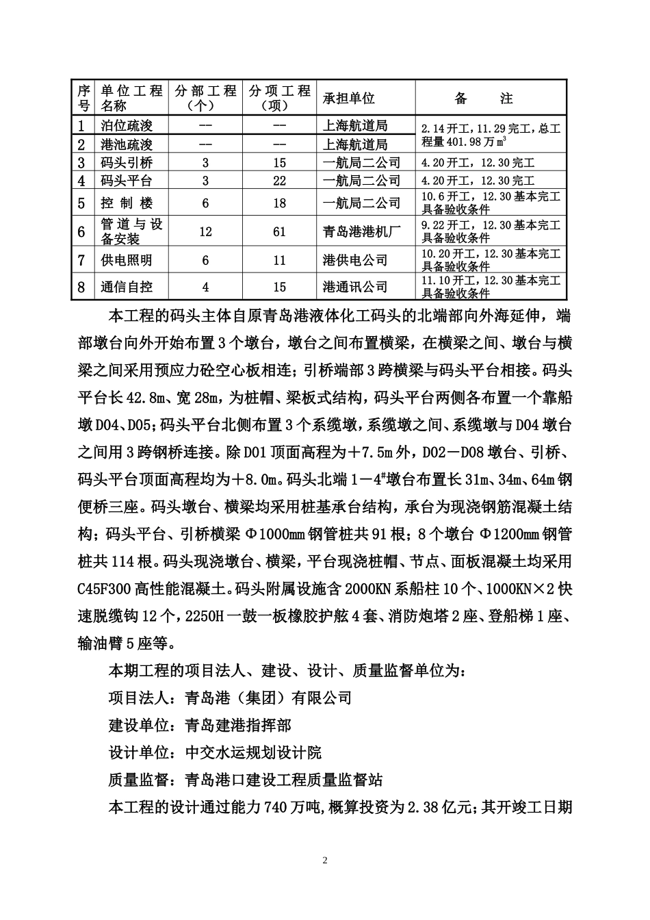 液体化工码头续建二期工程监理工作总结【盘古】--监理工作总结_第2页