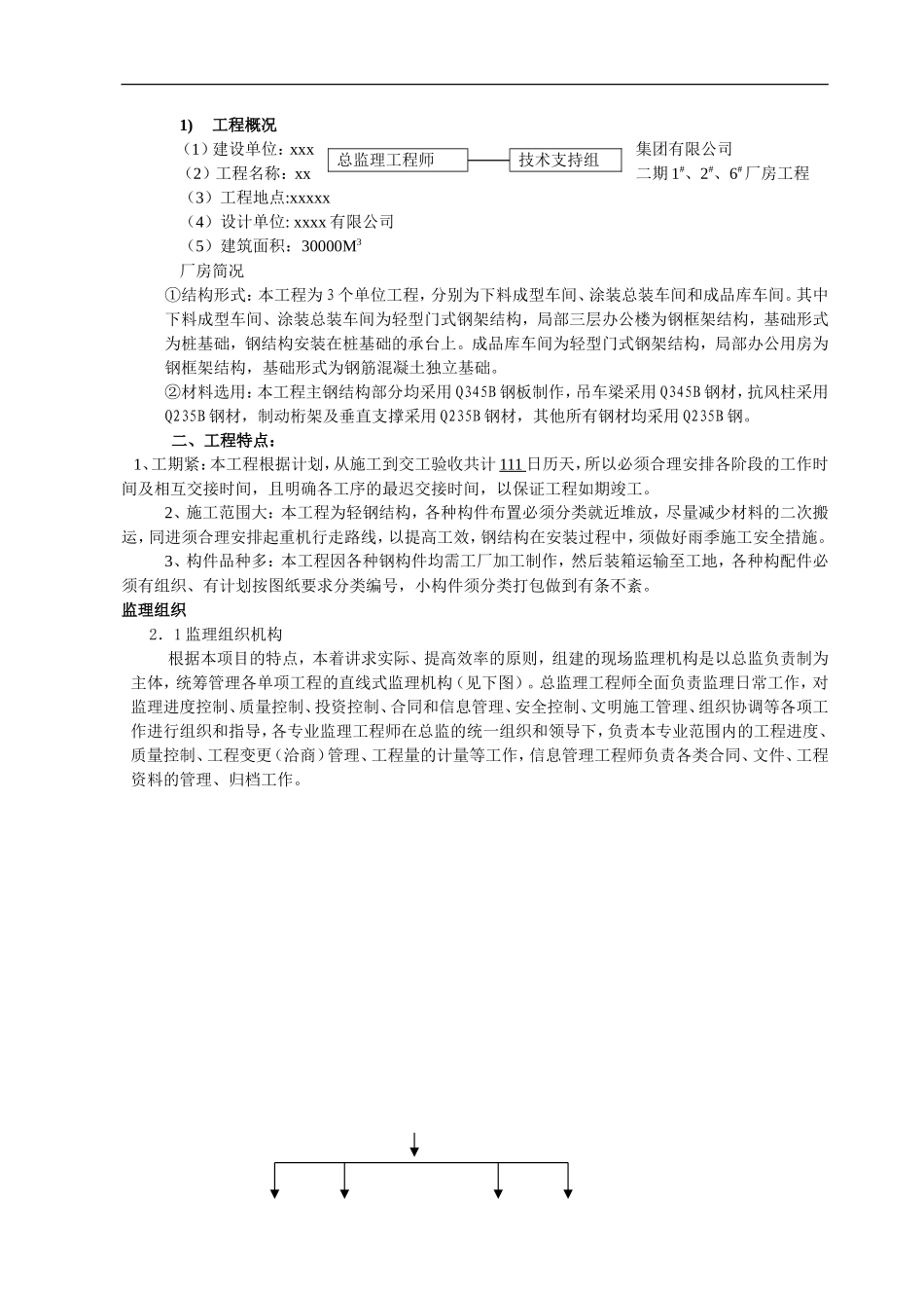 xxx集团钢-文库-结构厂房监理规划(金锄头)--监理规划_第1页