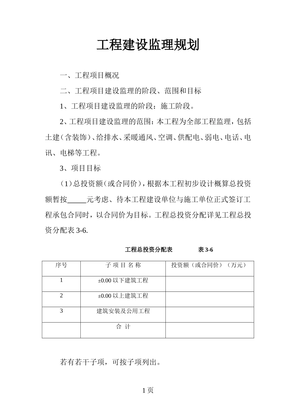 工程建设监理-文库-规划g(免费文库)--监理规划_第1页