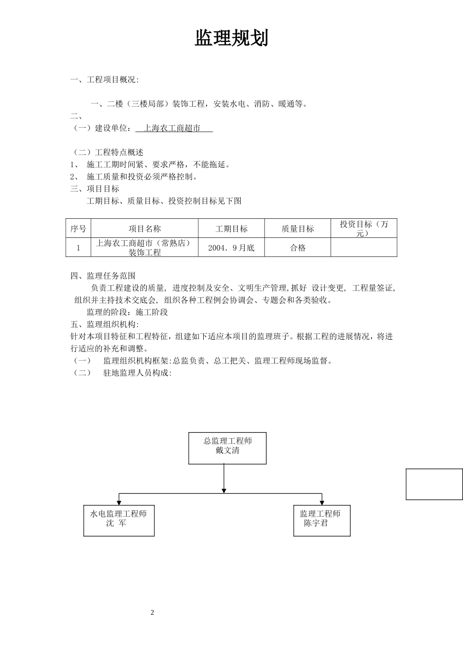 某超市店装饰-文库-工程监理规划(工程监理)--监理规划_第2页