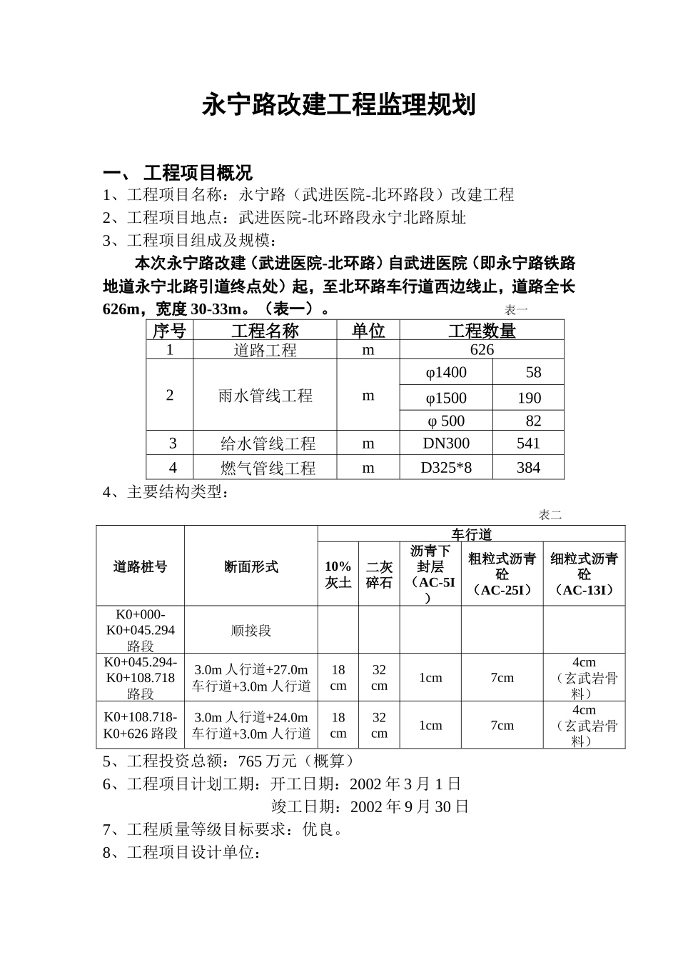 某道路改建工-文库-程监理规划(资料)--监理规划_第2页
