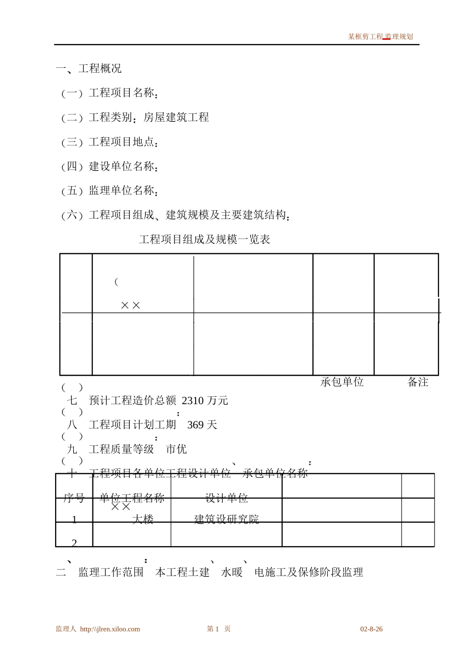 某框剪工程监-文库-理规划(盘古)--监理规划_第2页
