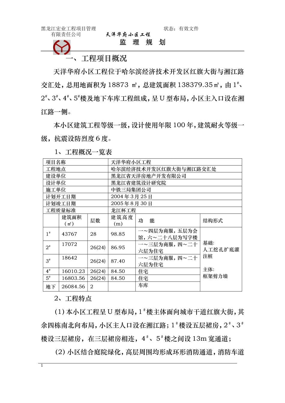 某小区工程监-文库-理规划(盘古)--监理规划_第1页