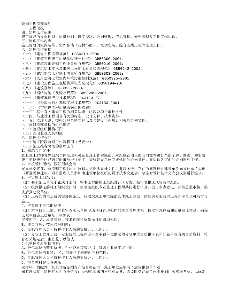 装饰工程监理-文库-规划(文档)--监理规划_第1页