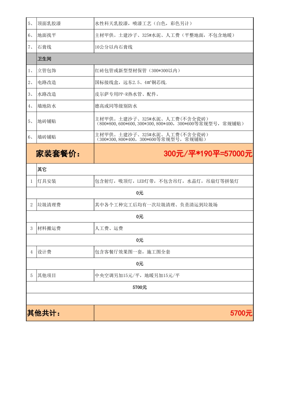 350元一平方半包套餐预算_第2页