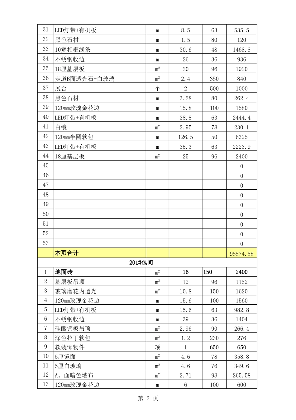 KTV装饰工程报价表_第2页