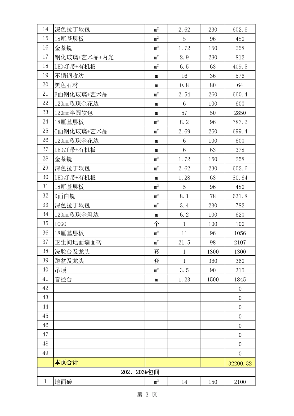 KTV装饰工程报价表_第3页