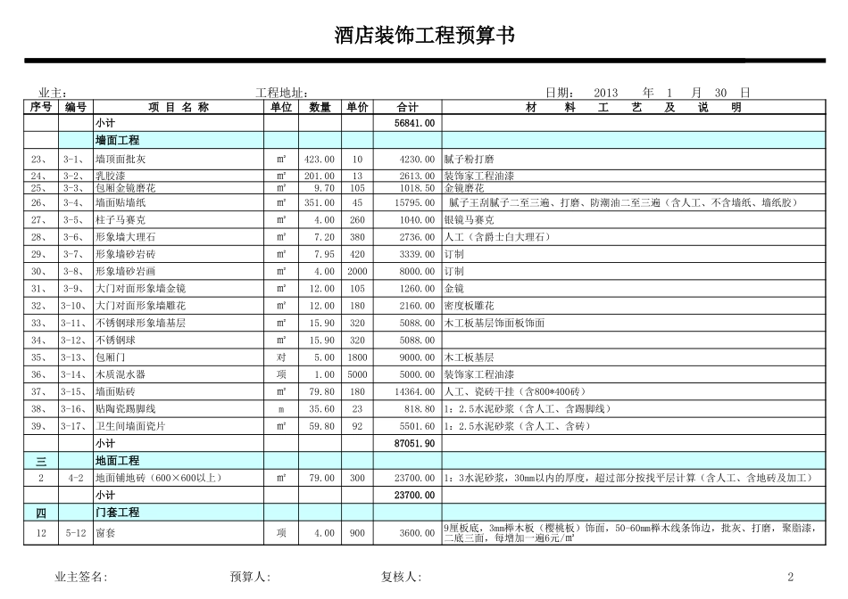 大酒店装饰报价表_第2页