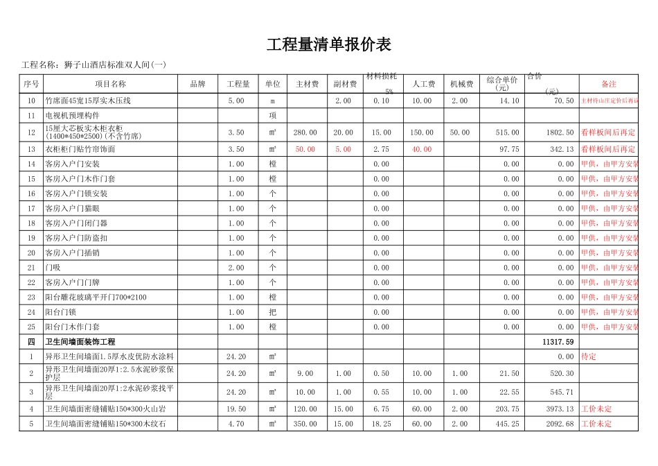 酒店双人间精装修报价表_第3页