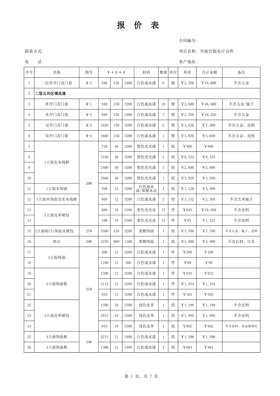 水疗会所报价表_第1页