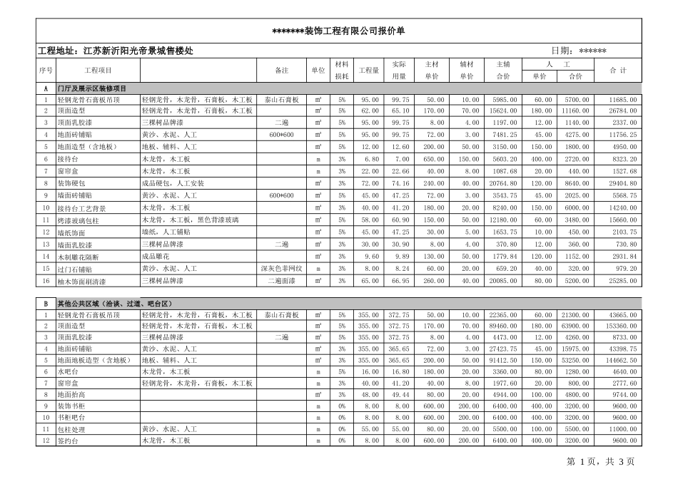 第二十套售楼处设计预算_第1页