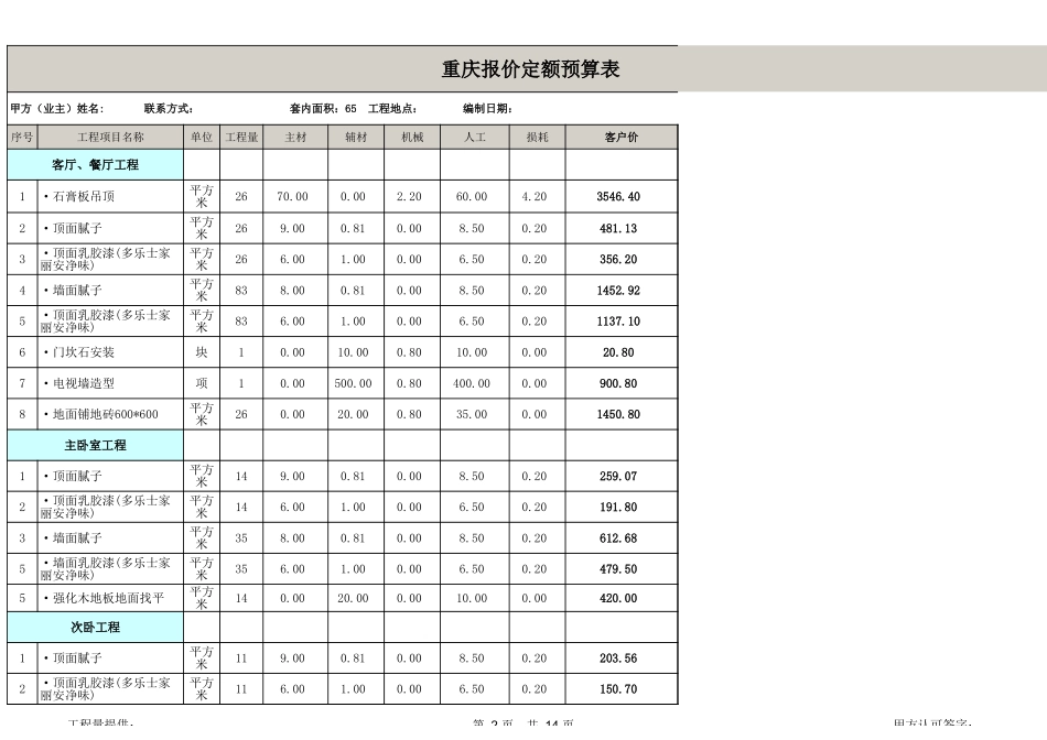 65平米全包装修预算_第2页