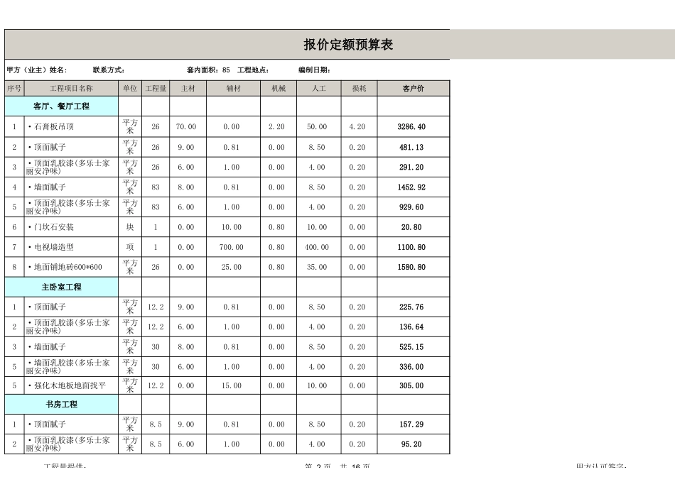 85平米全包装修预算_第2页