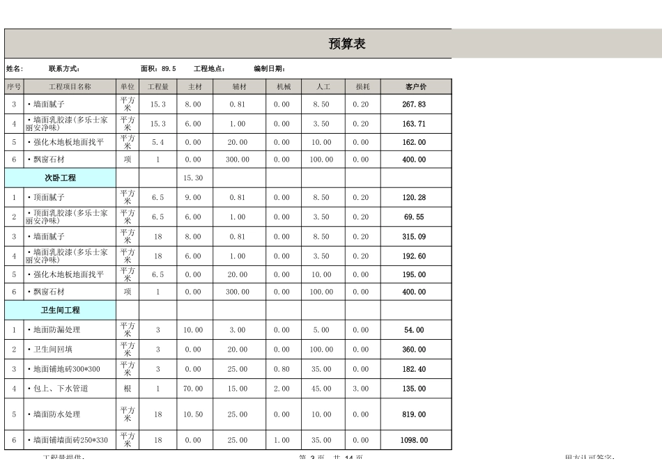 89.5平米全包装修预算_第3页