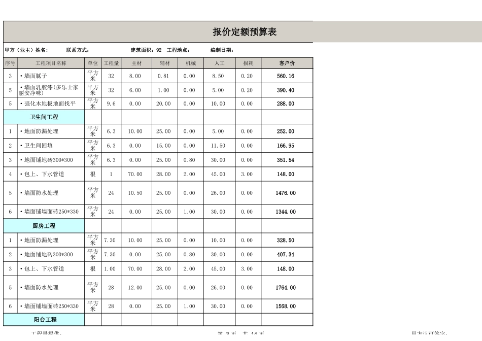 92平米装修预算_第3页