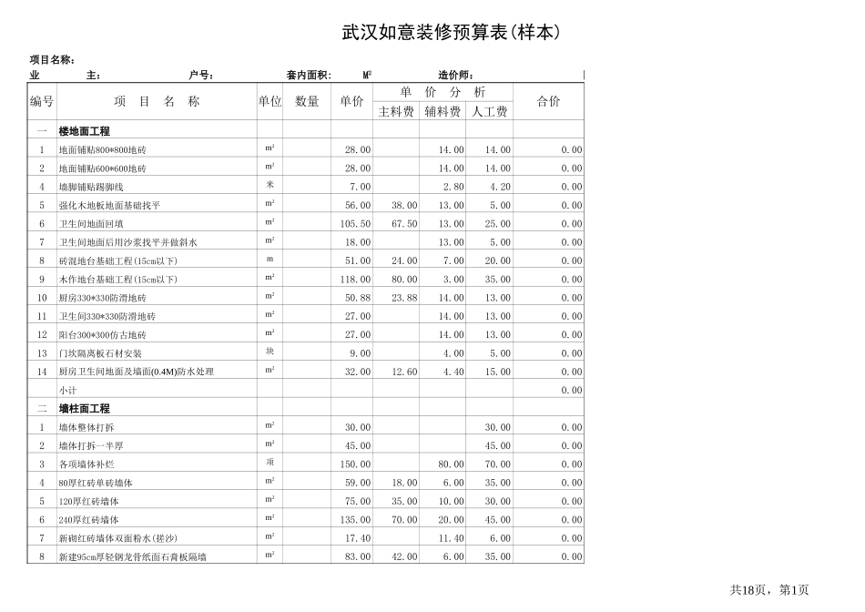 2016年家庭装修报价清单_第1页
