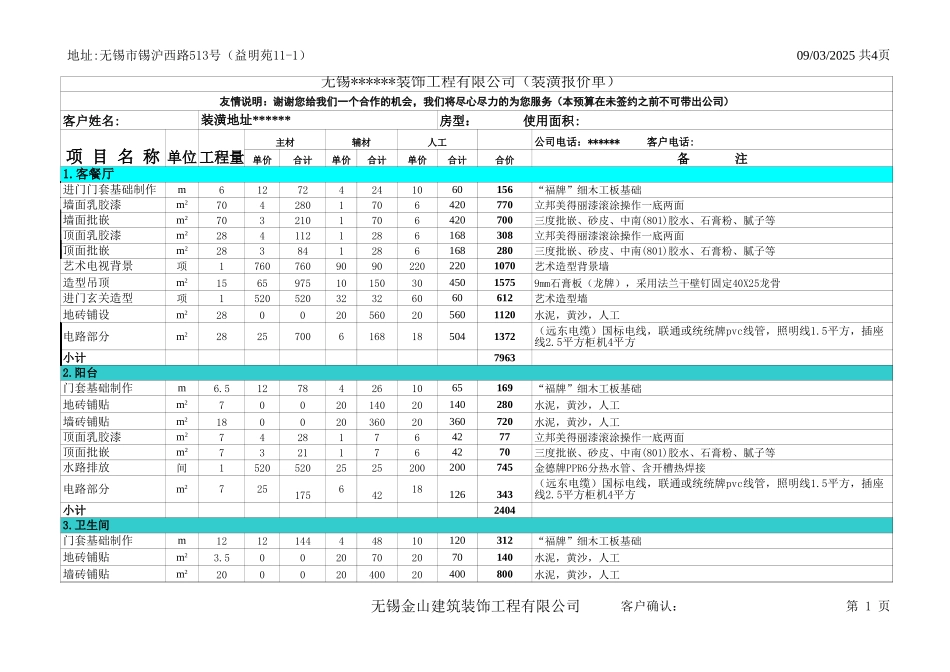 第十三套家装88平方小户型设计预算模板_第1页